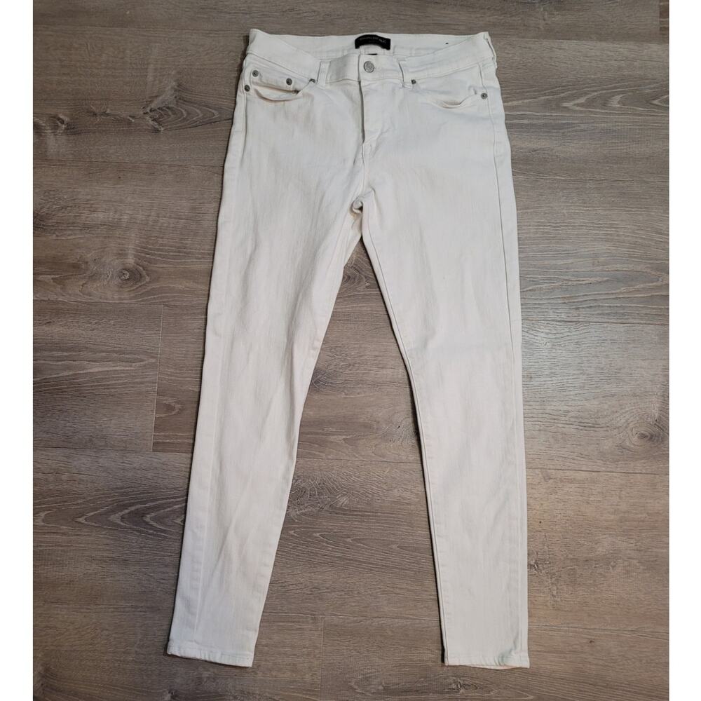 Banana Republic White Skinny Jeans Women 8 Cropped Ankle Stretch Denim High Rise